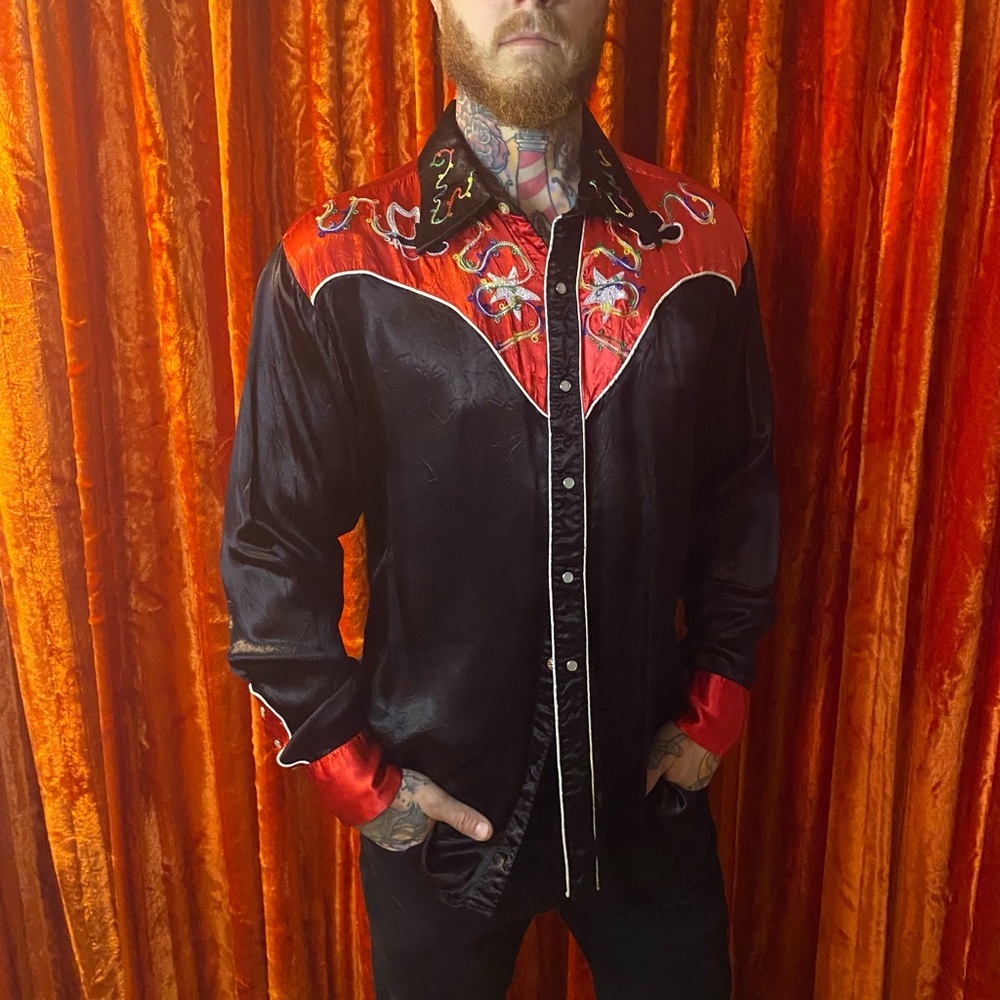 Rare!!Vintage!! Western Craft Satin Shirt